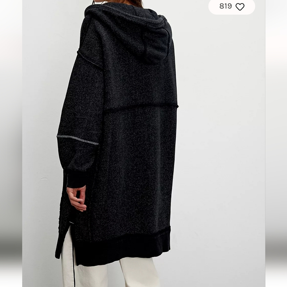 Free People We The Free Long Line Cardi Washed Black Combo - Picture 5 of 13